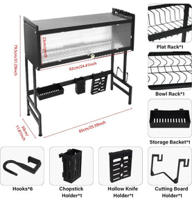 Stainless Steel Over Sink Dish Rack with cover