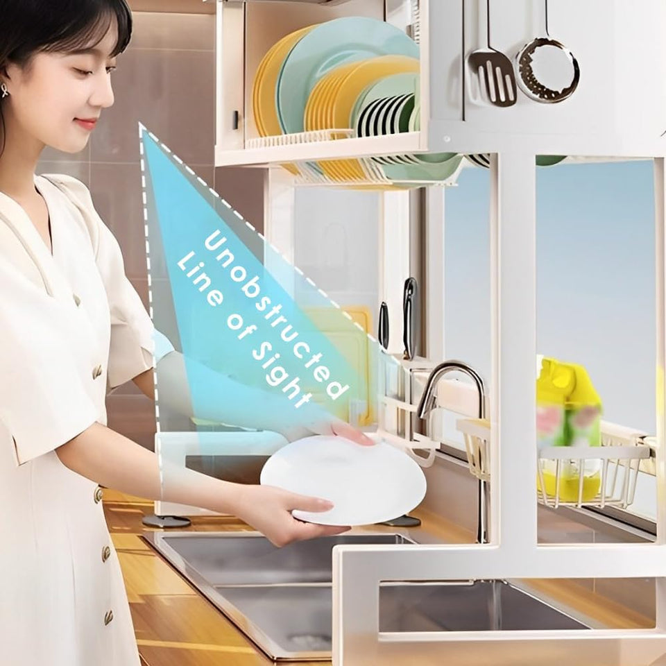 Stainless Steel Over Sink Dish Rack with cover