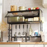 Stainless Steel Over Sink Dish Rack with cover